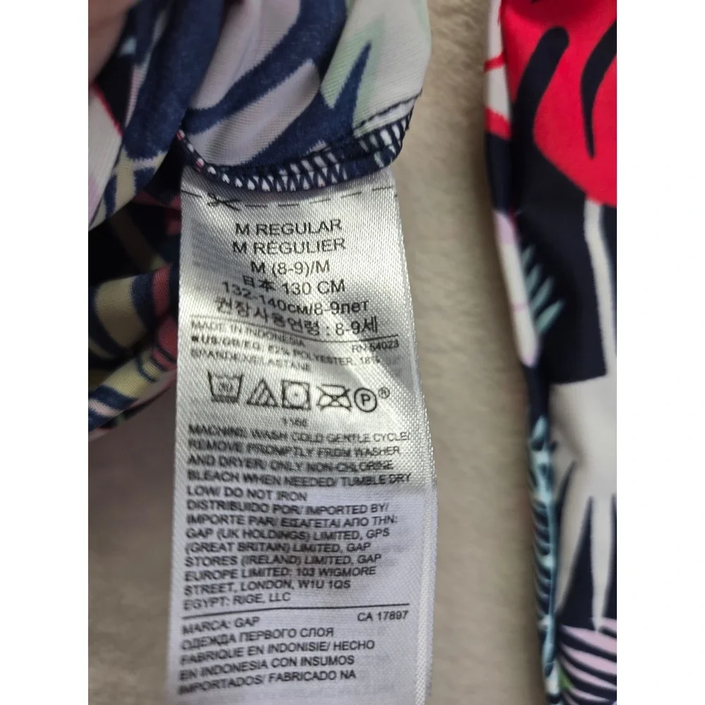 Gap Kids Girls Rash Guard Swim Top Long Sleeve Tropical Floral Multicolor Medium